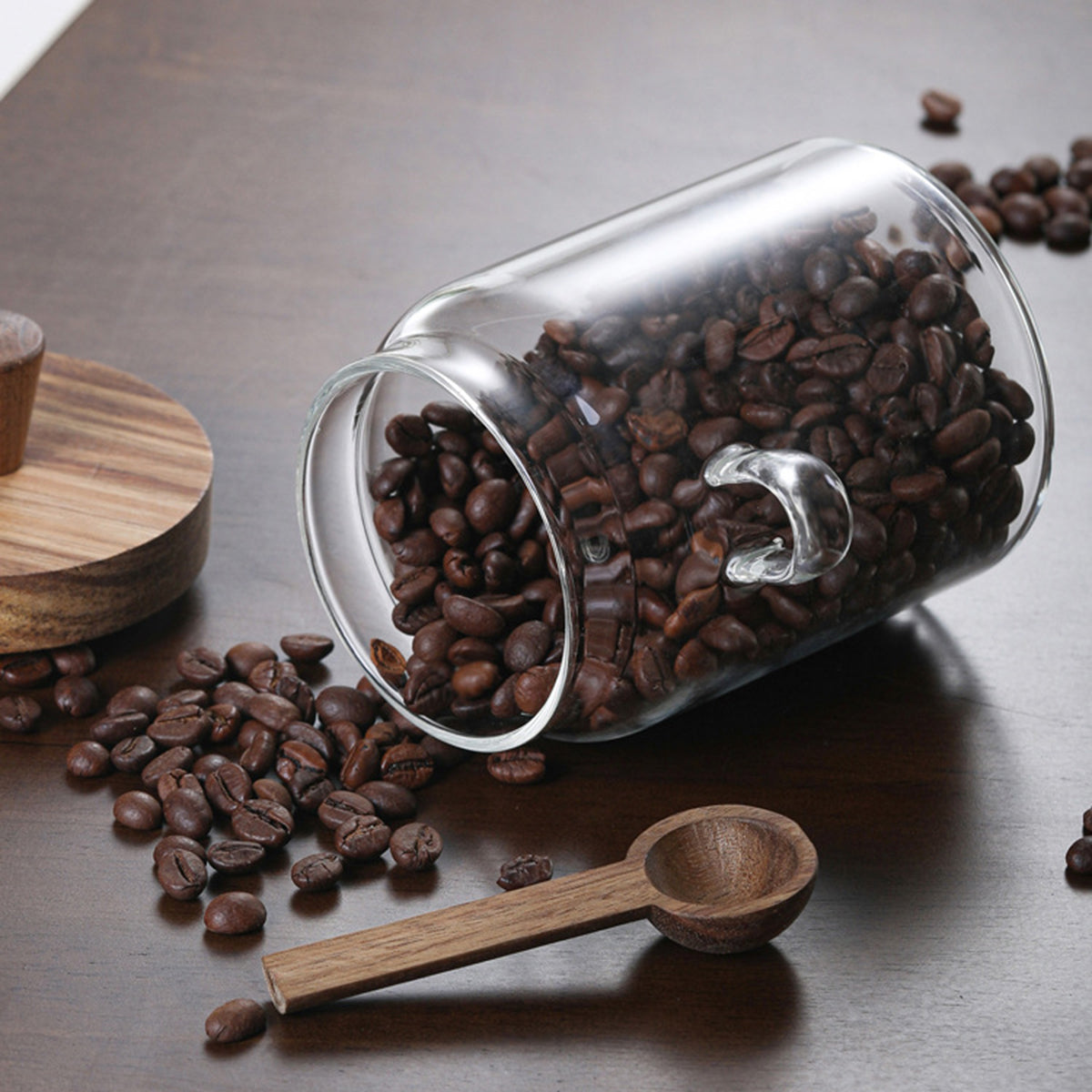 3Pcs Glass Coffee Jars With Spoons