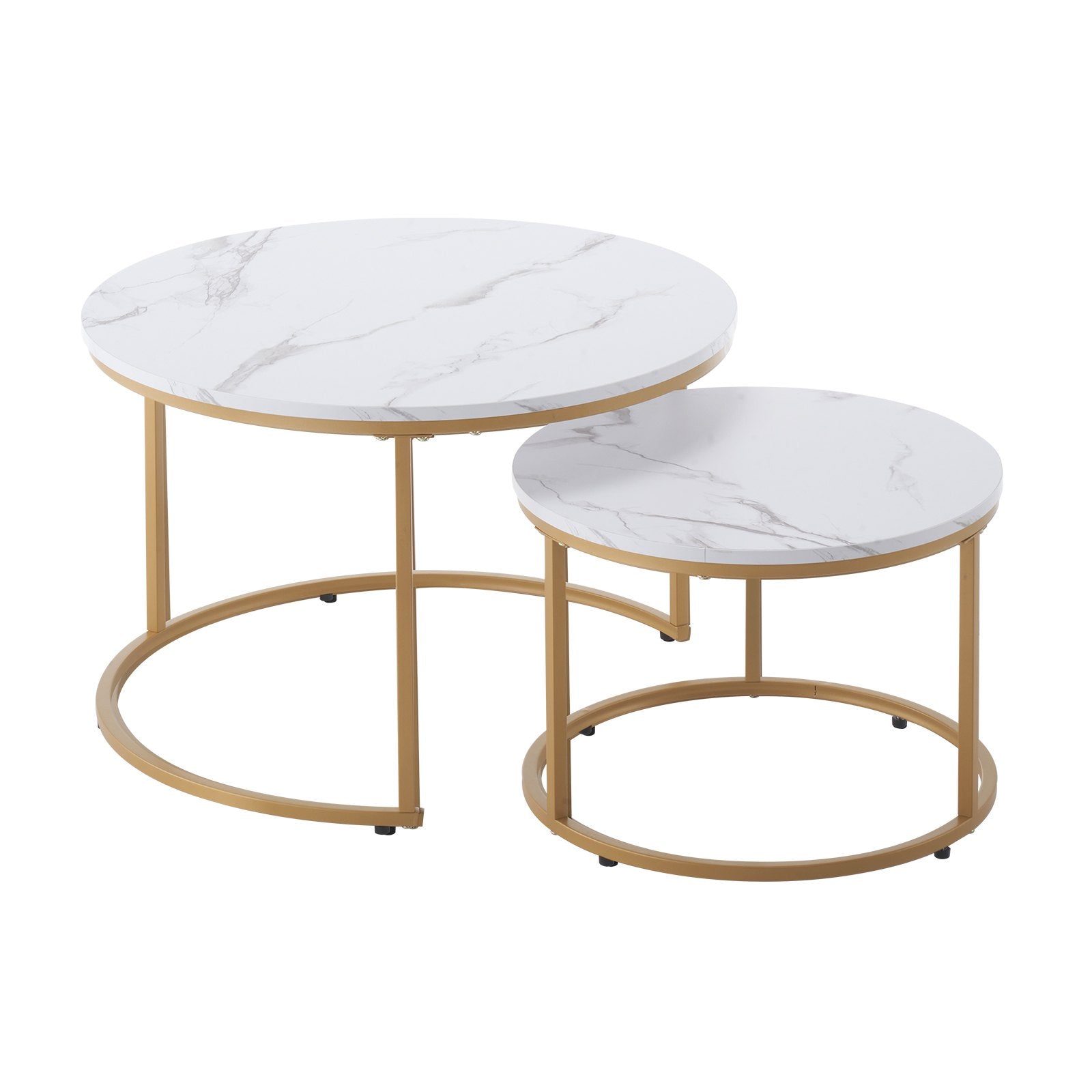 Nesting Coffee Table Set Of 2, 27.6 White & Gold
