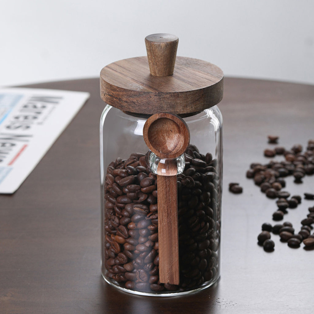 3Pcs Glass Coffee Jars With Spoons