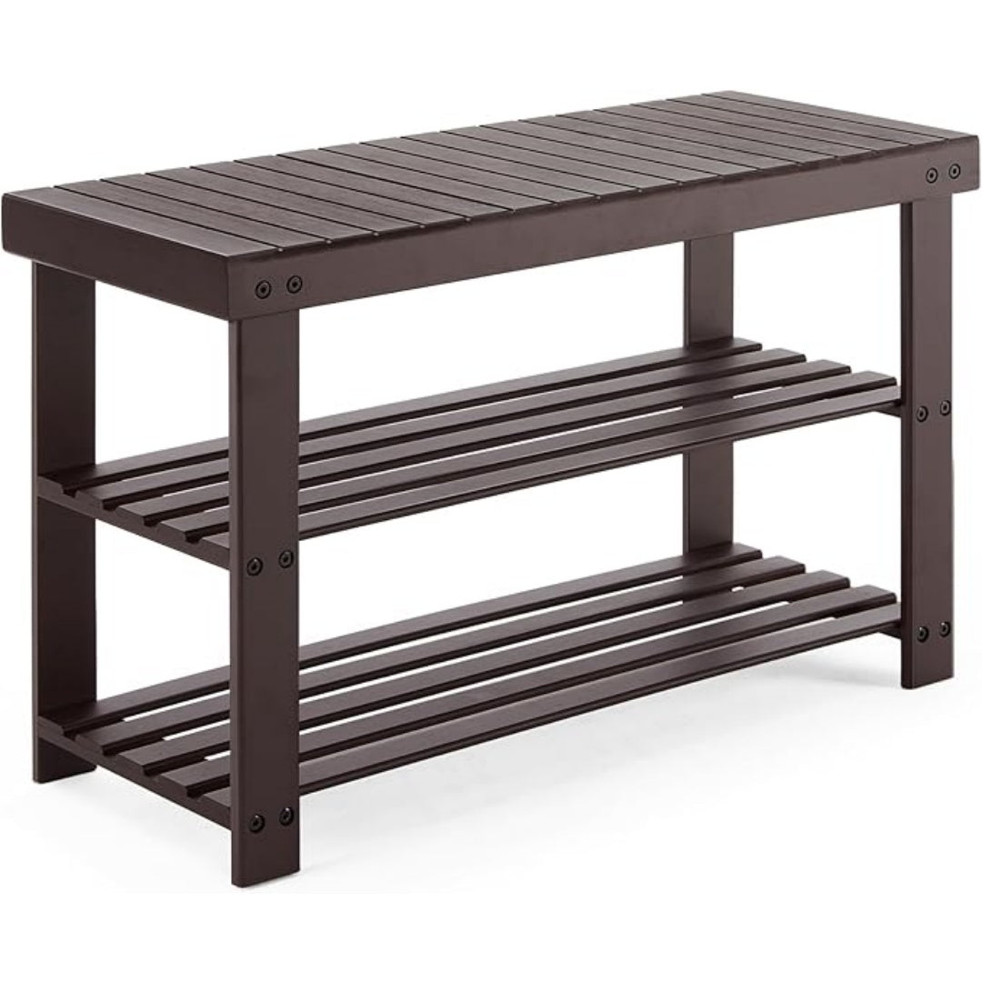 Three-tier Rack Bench, Bamboo Entrance Storage Organizer
