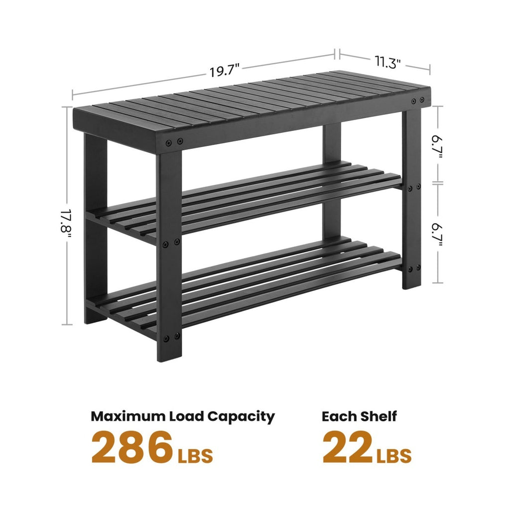 Three-tier Rack Bench, Bamboo Entrance Storage Organizer