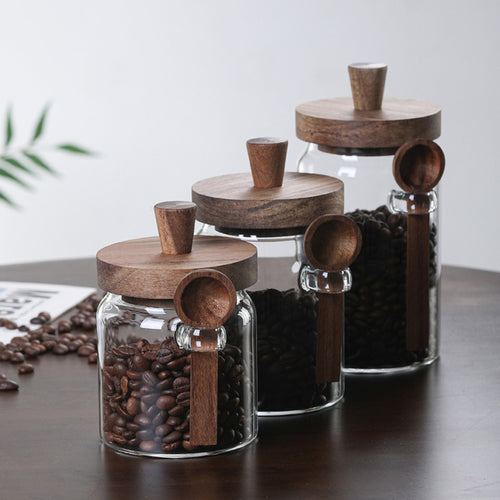 3Pcs Glass Coffee Jars With Spoons