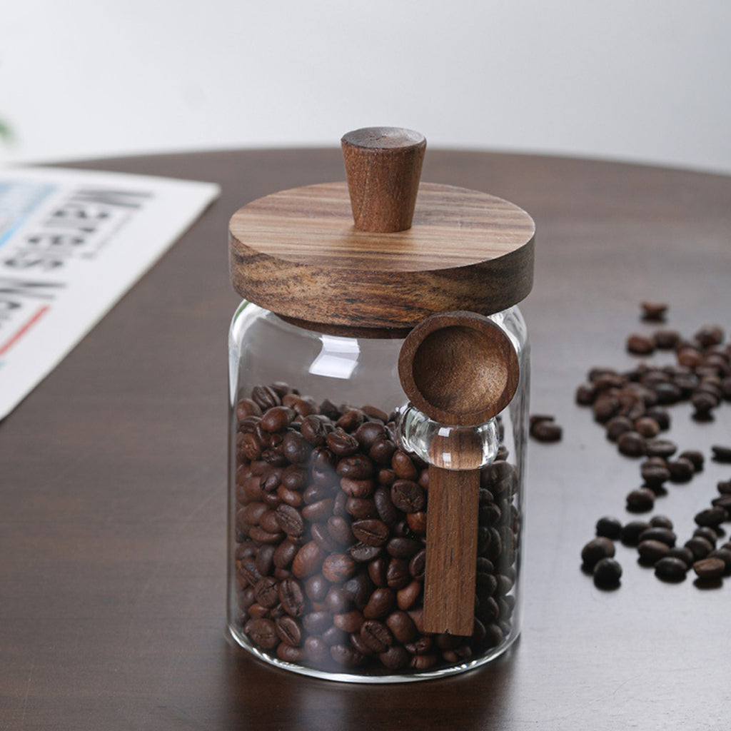 3Pcs Glass Coffee Jars With Spoons